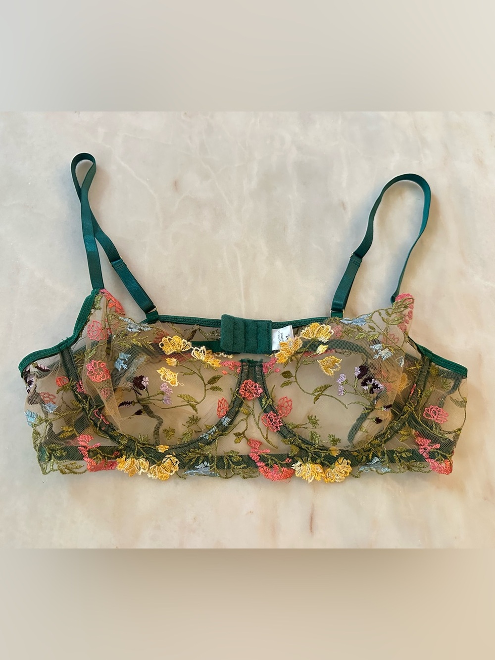 Sheer Floral Embroidered Underwire Lingerie Bra